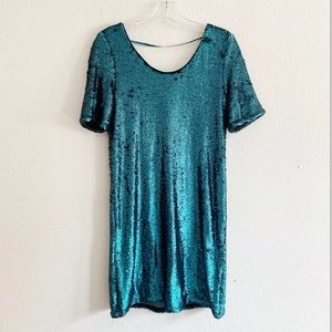 Stella Laguna Beach Turquoise Sequin Shift Dress M